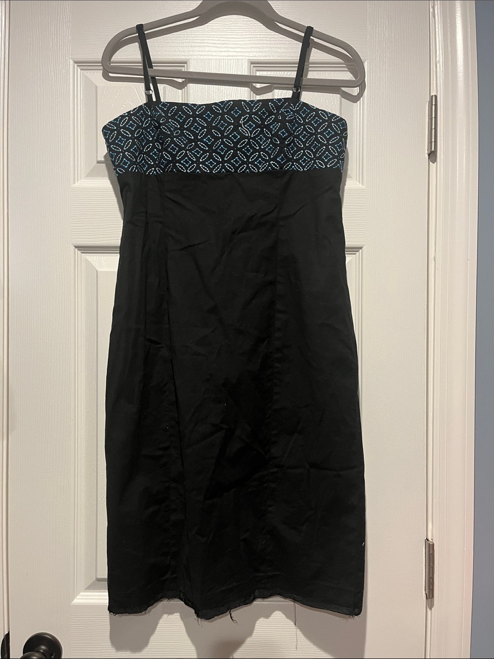 BCBG Black Strap Dress with Teal Patterned Bandeau - adjustable straps